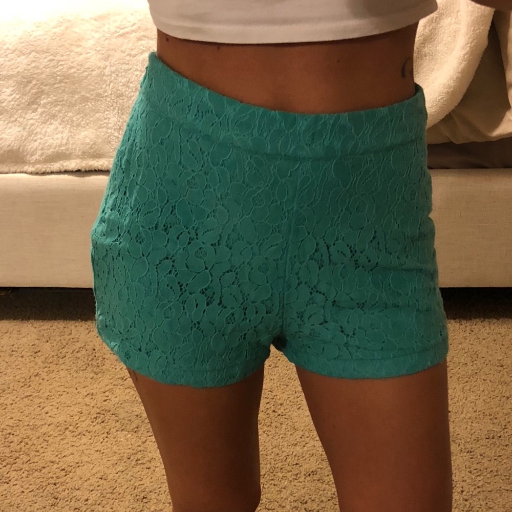 TEAL HIGH-WAISTED SHORTS